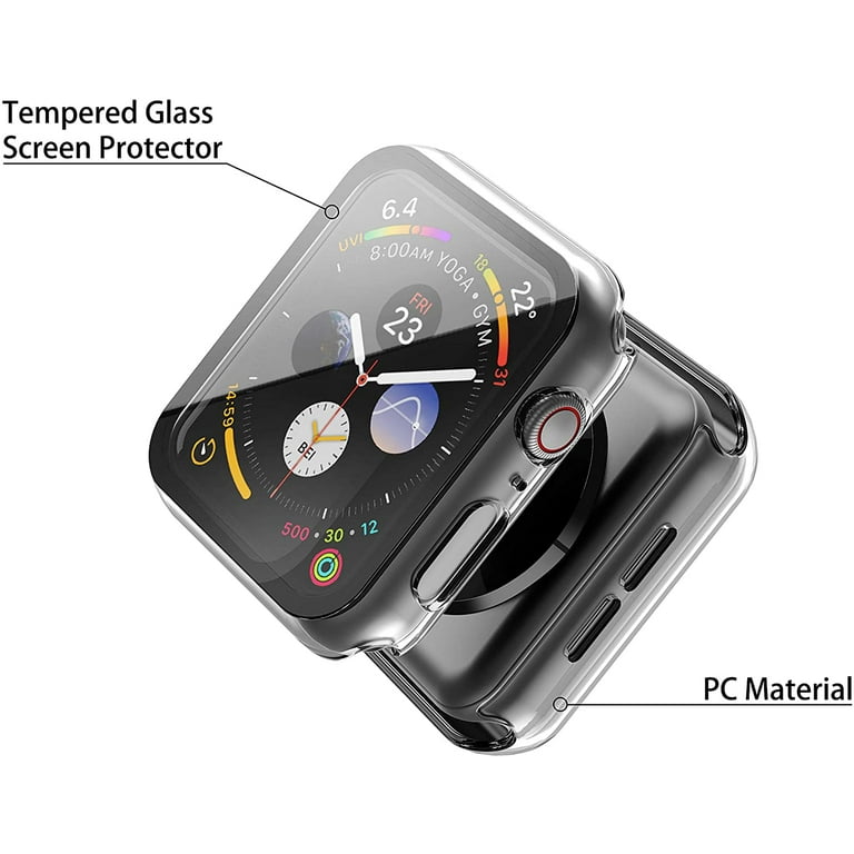 2 Pack Apple Watch Series 7 8 9 SE 45mmTempered Glass Screen Protector Hard PC Case Full Body 360 Protection for iWatch Series 7 8 9 SE 45mm 2x