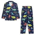 thumbnail image 5 of Garronmavis Dinosaur Printing Women 2 Piece Pajama Set Button Down Long Sleeve Shirts and Pants Soft Sleepwear Comfy Loungewear Stylish Nightwear, 5 of 7