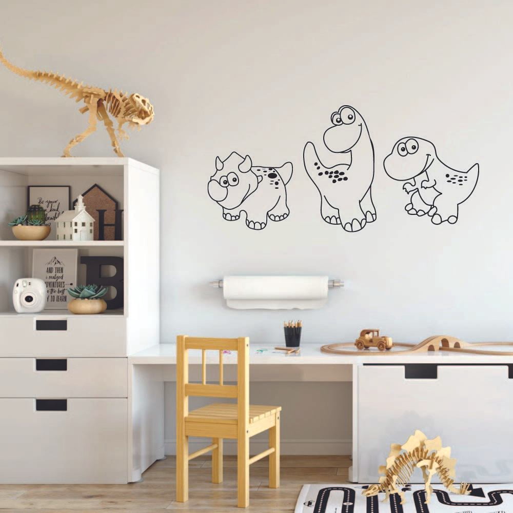 Cute Baby Dino Dinosaur Trex T-Rex Wall Sticker Art Decal for Girls Boys Kids Room Bedroom Nursery Kindergarten Garage House Fun Home Decor Stickers Wall Art Vinyl Decoration Size (27x30 inch)