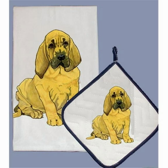 Pipsqueak Productions DP401 Bloodhound Dish Towel And Pot Holder Set