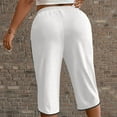 thumbnail image 5 of Cyglowse Plus Size Capris Sweats Womens Petite Wide Leg Pedal Pushers Pull on Athletic Yoga Crop Pants Lady Stretch Skimmer w/Pocket White M, 5 of 8