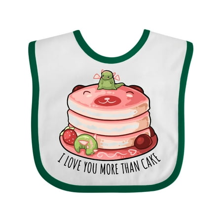 

Inktastic I Love You More Than Cake with Cute Dragons on Cake Gift Baby Boy or Baby Girl Bib
