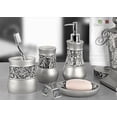 thumbnail image 2 of Creative Scents Bathroom Accessory Set - Decorative 6 Piece Bathroom Set - Features Soap Dispenser, Toothbrush Holder, Tumbler, Soap Dish, Tissue Box Cover & Trash Can (Silver Colored), 2 of 9