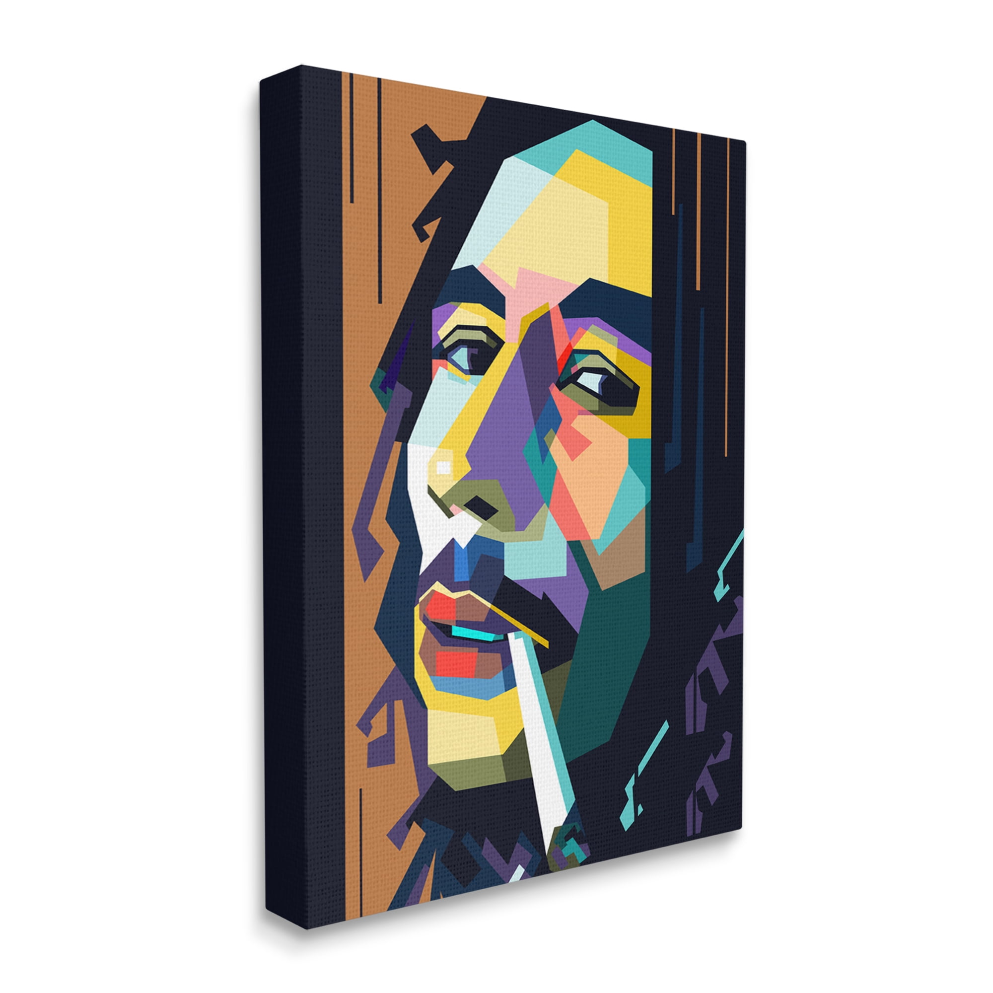 Stupell Industries Modern Bob Marley Portrait Abstract Geometric Pattern, 36 x 48, Design by Birch&Ink