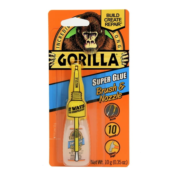 Gorilla Clear Super Glue Brush & Nozzle, 10 Gram Bottle