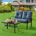 thumbnail image 3 of Gymax 2PCS Patio Loveseat & Table Set Conversation Sofa Set w/ Blue Cushions, 3 of 9