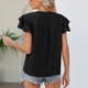 thumbnail image 4 of Mujeres en capas de la colmena de la manga Top Casual cuello en V color liso vestido de verano Pullover blusa negro L, 4 of 6