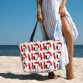 thumbnail image 4 of Lafuoo HOHOHO Christmas Pattern Large Capacity Beach Travel Bag, Zipper Pocket Handbag Shoulder Bag, Suitable for Beach, Pool, Gym-One Size, 4 of 5