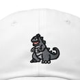 thumbnail image 2 of Dalix Giant Lizard Kaiju Embroidered Cotton Dad Hat Baseball Cap Adjustable Glow in the Dark Mens in White, 2 of 5