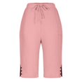 thumbnail image 7 of Endives Womens Linen Shorts Casual Wide Leg Short Knee Length High Waisted Cotton Long Shorts With Pockets Beach Outfits Summer Pink, 7 of 7