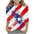 thumbnail image 2 of Xdegoge Flash 4Th of July Clothes for Girls Boys Kids American Flag Shirt Stars Strips Usa Tee Shirt 3/4 Sleeve Summer Tops Raglan Crewneck Patriotic Shirts 4 Years Old Girl Gift, 2 of 5