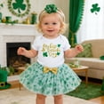 thumbnail image 2 of XAOFW Girl's Outfits Sets St. Patrick'S Day Short Sleeve Crewneck Romper With Skirt And Headbands 3Pcs Set Streetwear Comfort Fit Outfit Holiday Vacation Soft Cute Clothing Sets, 2 of 8