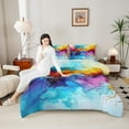 thumbnail image 4 of jejeloiu Marble Liquid Gradient Queen Comforter Set,Colorful Ombre Effects Bedding Sets,Abstract Watercolor Bedding Comforter Set For Girls Boys,Super Cozy Room Decor Reversible,3 Pieces, 4 of 8