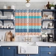 thumbnail image 2 of Teal Orange Striped Kitchen Curtains 84 Inch Length, Boho Modern Geometric Abstract Art Grommet Top Bedroom Living Room Curtains, Light Filtering Cafe Curtain Drapes 2 Panels Set 104''x84'', 2 of 9