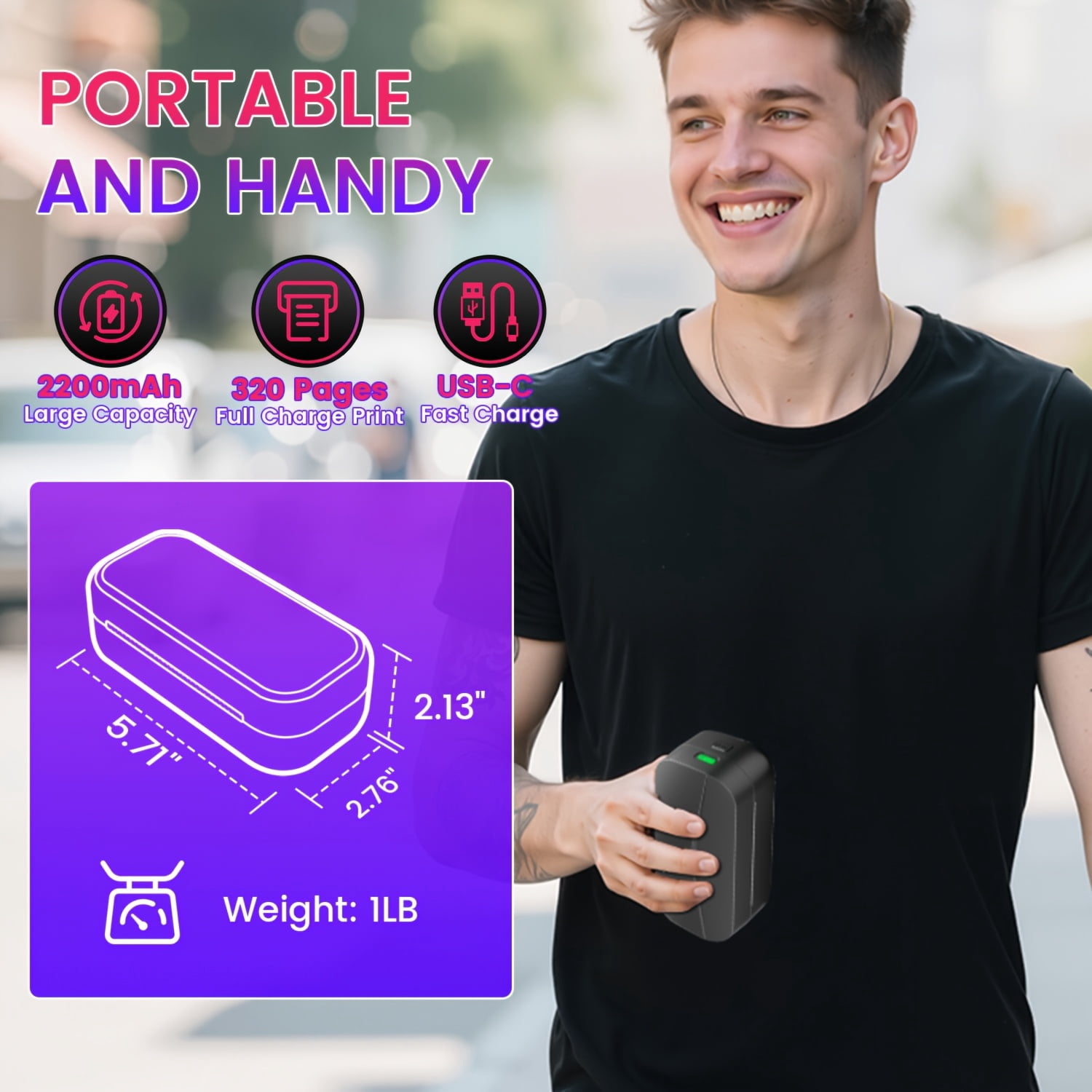[Phomemo TP32 Mini Tattoo Printer And 130 Transfer Sheets] Gray Tattoo Template Printer Wireless Tattoo Printer Ideal for Beginners And Artists Compatible with Tablets And Smartphones , label printer