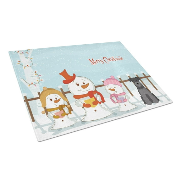 Caroline's Treasures Merry Christmas Carolers Miniature Schanuzer Black Glass Cutting Board Large