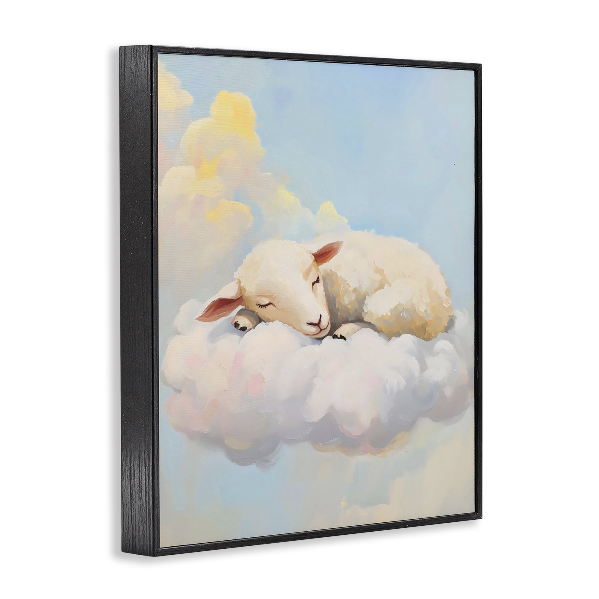 Stupell Industries Sleeping Sheep on a Cloud Black Framed Giclee Art, design by The Prints Vibe