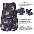 thumbnail image 4 of Dailycode Double Sided Oven Mitt with Loop Heat Resistant Kitchen Long Potholders 7" x 35" Houses Barberry Branches Stars Moon, 4 of 6