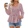 thumbnail image 2 of Women's Summer Eyelet Babydoll Tank Tops Sleeveless Crew Neck Bow Tie Front Peplum Flowy Blouse Y2K Cute Shirts, 2 of 2