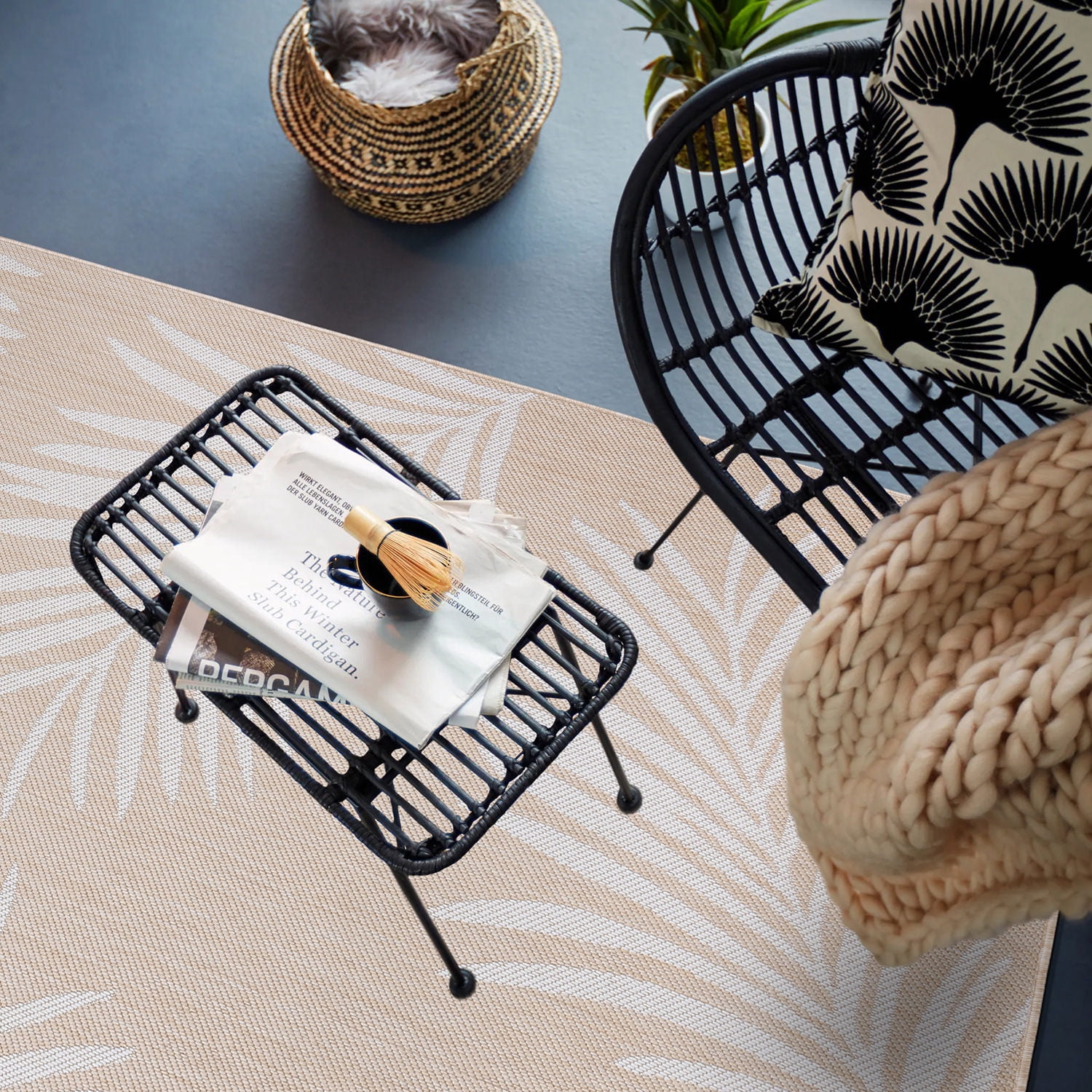 World Rug Gallery Contemporary Palm Leaves Textured Flat Weave Indoor/Outdoor Area Rug - NATURAL 5' X 7'