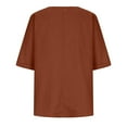 thumbnail image 6 of Timegard Womens Tops Plus Size Cotton Linen V Neck Button 1/2 Sleeve Loose Blouse Summer Casual Tops, 6 of 7