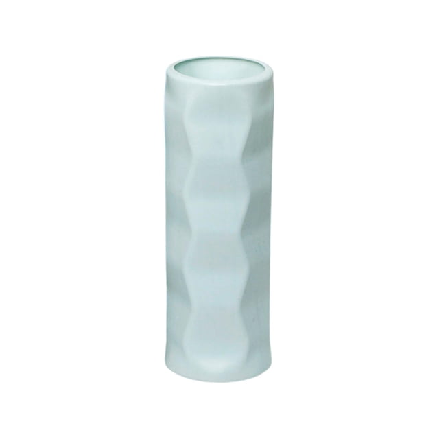 Green Plastic Vase Dry And Wet Flower Arrangement Container Decorative Wavy Design Flowerpot For Home Office Hotel Decor Modern Simple Shatterproof 7.87X2.76X12.76 Inches Green