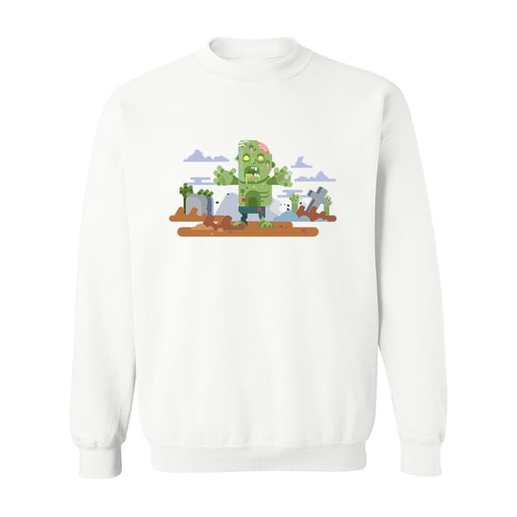 Zombies Attack Sweatshirt Men - Men Sweatshirt, White, 2XL