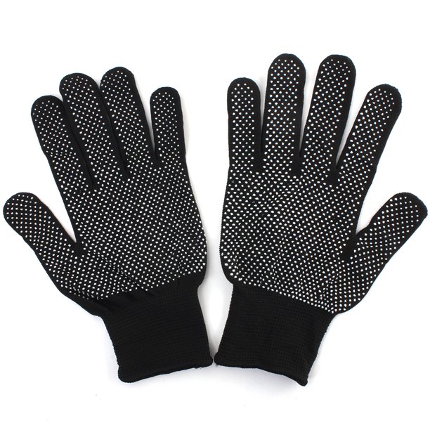 2Pcs Black Heat Resistant Curling Gloves Doublesided Use for Hair