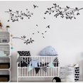thumbnail image 3 of Decoración de pared de ramas de árboles con pájaros Pegatinas de pared Calcomanías de vinilo Sala de estar infantil Palos de pared de sala de estar negros, 3 of 8