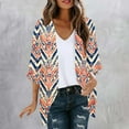 thumbnail image 2 of Summer Cardigan for Women Retro Printed Tunic Blosues 3/4 Sleeve Tops Baggy Boho Shirts Loose Relaxed Fit Outfits Spring CaUSAl Vintage Cardigans Going Out Beach Holiday Clothing, 2 of 5