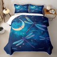 thumbnail image 2 of Manfei Cute Dragonflies Twin Quilt Set,Dreamy Moon Stars Galaxy Twin Coverlet Set,Deep Blue,Black Reversible,2-Piece,1 Bedspread and 1 Pillowcase, 2 of 7