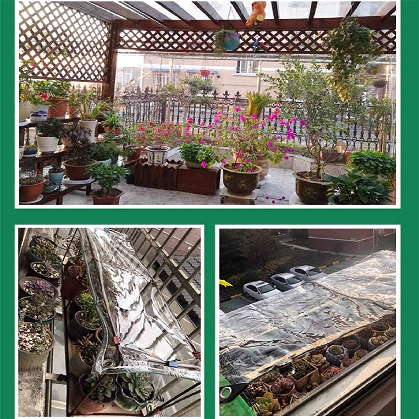 Yatlte Waterproof Clear Vinyl Tarps with Grommets Outdoor Clear Curtains, Heavy Duty Waterproof Transparent Patio Enclosure with Grommets Rope for Covering Chicken Coops Greenhouse Garden Plants