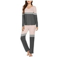 thumbnail image 2 of Kaemgyyd 2 Piece Pjs Sets for Women Casual Gradient Long Sleeve V Neck Top and Soft Comfy Pants Sleepwear Loungewear, 2 of 5