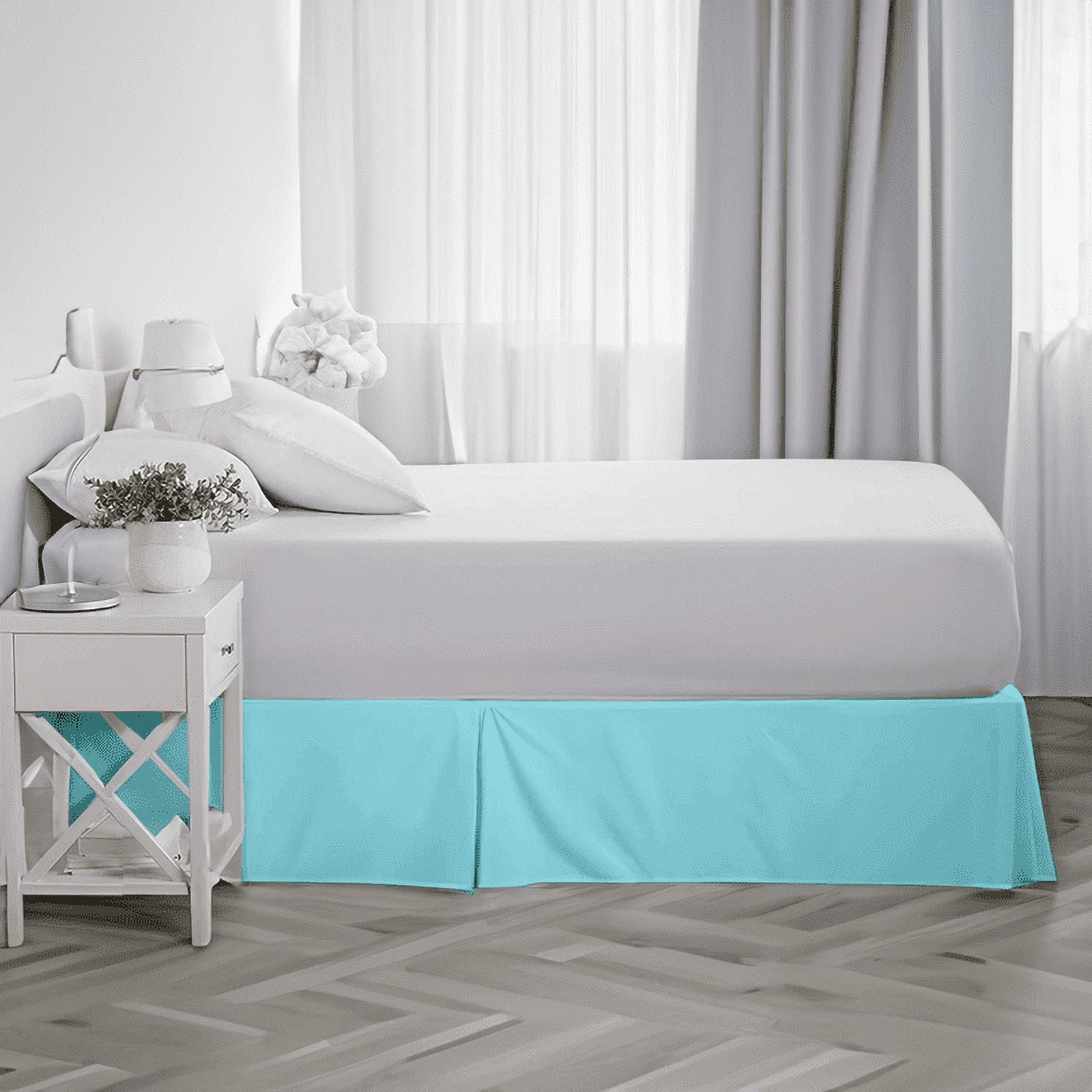 EASYCOT 800 Thread Count 100% Egyptian Cotton Hotel Quality Luxurious Box Pleated Bed Skirt Easy Fit with&nbsp;16" Drop Length ( Aqua Blue , Twin )