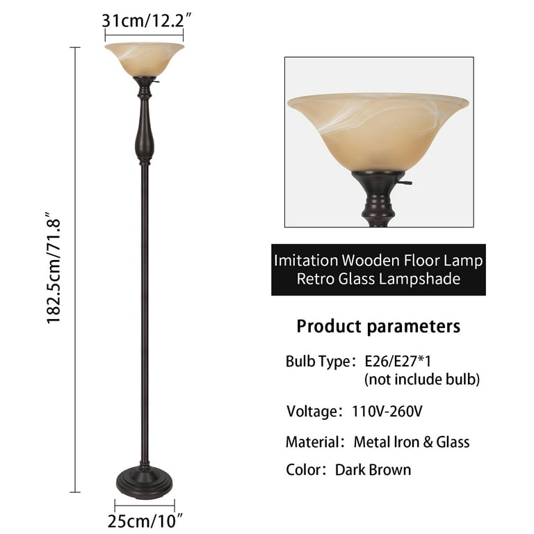 HonoDing Torchiere Floor Lamp with Glass Shade photo 4