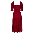 thumbnail image 4 of Vestido largo de cintura alta para mujer Vestido elegante y ajustado para ir al trabajo Kuymtek Vino rojo T L para Mujer, 4 of 9