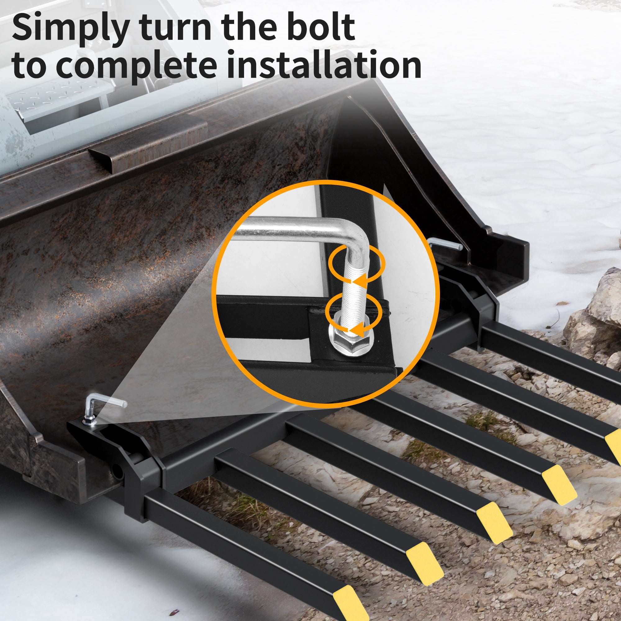 Dextrus 4000 lbs Heavy Duty Clamp-on Debris Forks, Quick Attach Pallet Fork for 60" Tractor Loader Skid Steer Bucket