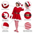 thumbnail image 5 of Women's Miss Santa Costume Mrs. Claus Outfit Dress+ Belt+Hat+Gloves+Socks Set 5Pcs Christmas Party Cosplay Costume -S, 5 of 7