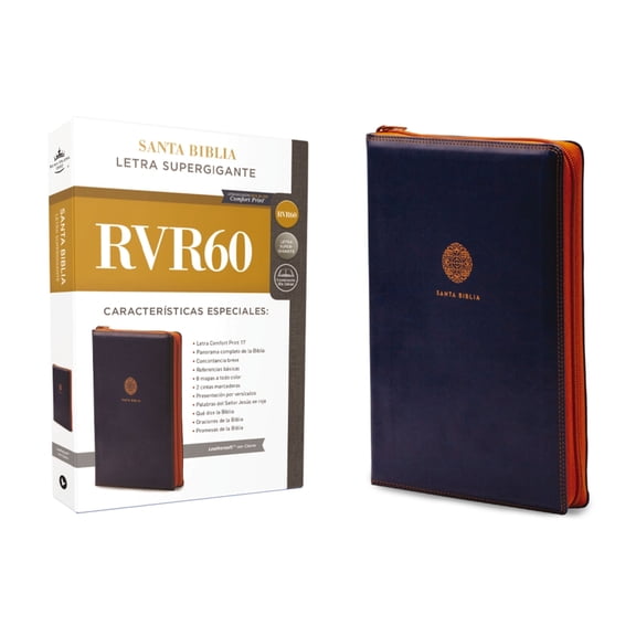 Rvr60, Santa Biblia, Letra Supergigante, Leathersoft, Azul, Con Cierre, Comfort Print, (Hardcover)