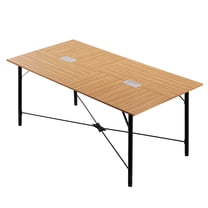 KFFKFF 6 ft Conference Table, Rectangular Office Meeting Desk for 6-8 People, Modern Design with Sturdy Metal Legs, Suitable for Office, Boardroom, or Conference Room, Simple Assembly, Brown