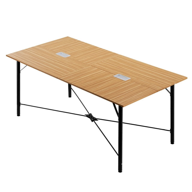 KFFKFF Table de Conférence, Table de Réunion de Bureau 6 Pi pour 6 à 8 Personnes, Bureau de Séminaire Rectangulaire Moderne avec Pattes en Métal, Bureau de Réunion, Brun
