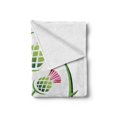 thumbnail image 2 of Thistle Soft Flannel Fleece Throw Blanket, Thistle Illustration Graphic Floral Theme for Scotland Flower, Cozy Plush for Indoor and Outdoor Use, 50" x 60", Lime Green White, by Ambesonne, 2 of 6