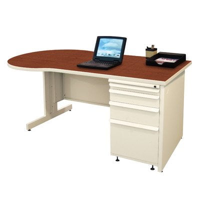 Zapf Teachers Computer Desk with 3 Left Drawers Laminate Color: Collectors Cherry, Finish: Pumice