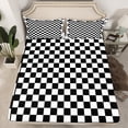 thumbnail image 2 of Erosebridal Checkered Bed Sheets Set Full Size, Square Geometry Sheet Set Full, Princess Bowknot Full Sheet Sets, Microfiber Room Decor, 4-Piece, 2 of 7
