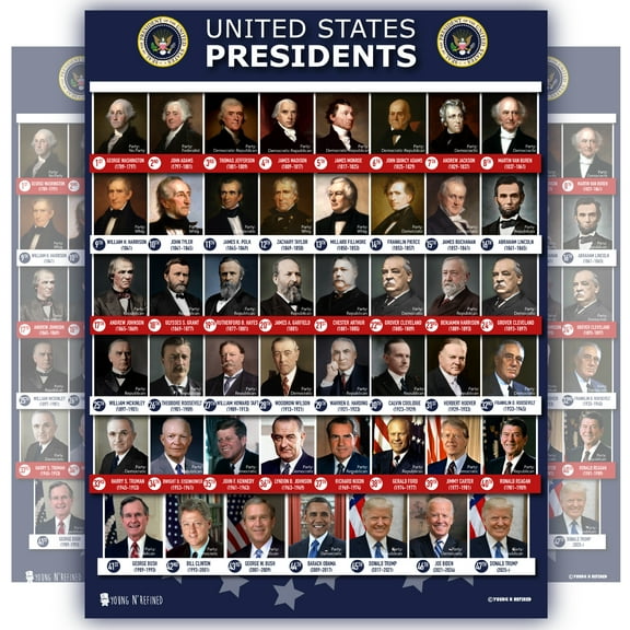 Young N Refined All Presidents of The United States of America Up to Date 15" x 20" Poster