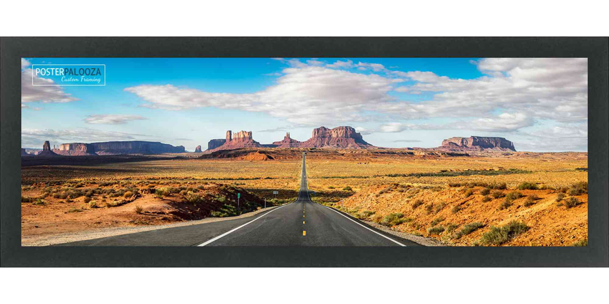 13x39 Black Wood Picture Panoramic Frame - UV Acrylic, Foam Board Backing, Hanging Hardware