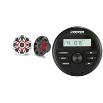 Kicker KMC2 Gauge Mount Marine Grade Receiver & 45KM84L 8" Marine LED Speakers bundle