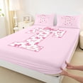 thumbnail image 5 of Erosebridal Pink Bow Letter T Bed Sheets for Girls Women, Cute Buffalo Ribbon King Sheets, 4-Piece, 5 of 6
