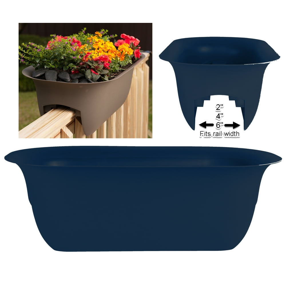Bloem Modica Deck Rail Planter 24" Deep Sea