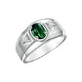 thumbnail image 6 of RYLOS Men's Rings Sterling Silver Classic 7X5MM Oval Gemstone & Diamond Ring Green Sapphire September Birthstone Rings For Men, Men's Rings, Silver Rings, Size 8, 6 of 7